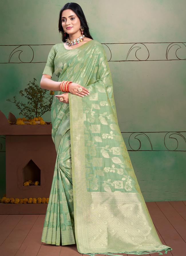 Cotton Silk Green Traditional Wear Weaving Saree